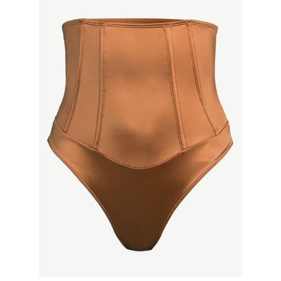 Sofia Intimates by Sofia Vergara Bronze Corset Thong Sculpting Women Sz XXL - Picture 2 of 10